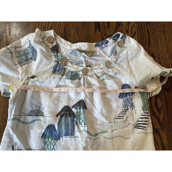 Orchadia Petites White Linen Cotton Blouse Top Tropical Floral Beach Size‎ PS - Picture 5 of 6